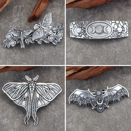 4pcs Vintage Metal Hair Barrette Gothic Hair Clip Moon Bat Hairpin Set-Hair Accessories-Arimonz-Arimonz