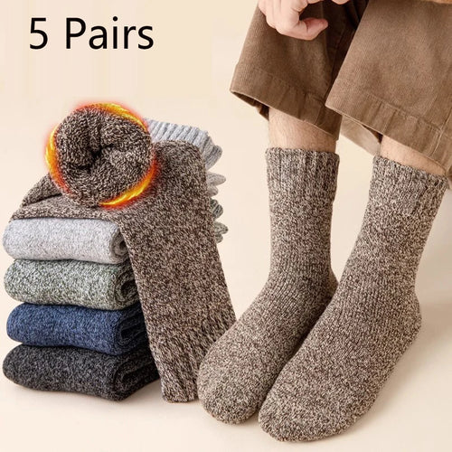 5 Pairs Winter Warm Super Thick Wool Cashmere Unisex Socks-Socks & Tights-Arimonz-Arimonz
