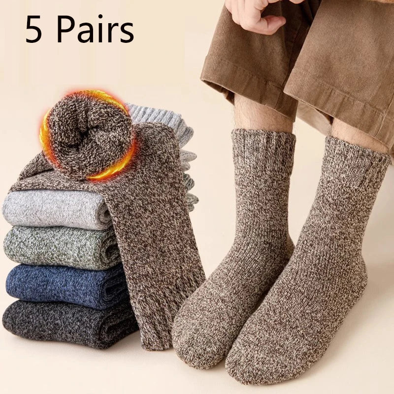 5 Pairs Winter Warm Super Thick Wool Cashmere Unisex Socks-Socks & Tights-Arimonz-Arimonz