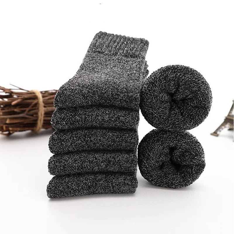 5 Pairs Winter Warm Super Thick Wool Cashmere Unisex Socks-Socks & Tights-Arimonz-5 pairs-Black-Arimonz