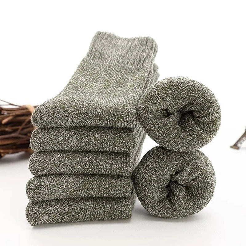 5 Pairs Winter Warm Super Thick Wool Cashmere Unisex Socks-Socks & Tights-Arimonz-5 pairs-Green-Arimonz
