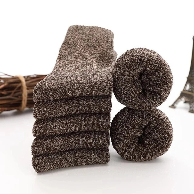 5 Pairs Winter Warm Super Thick Wool Cashmere Unisex Socks-Socks & Tights-Arimonz-5 pairs-Khaki-Arimonz