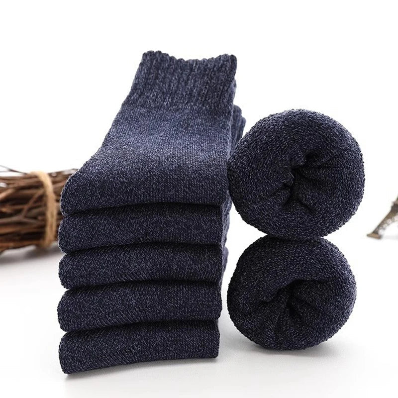 5 Pairs Winter Warm Super Thick Wool Cashmere Unisex Socks-Socks & Tights-Arimonz-5 pairs-Navy-Arimonz