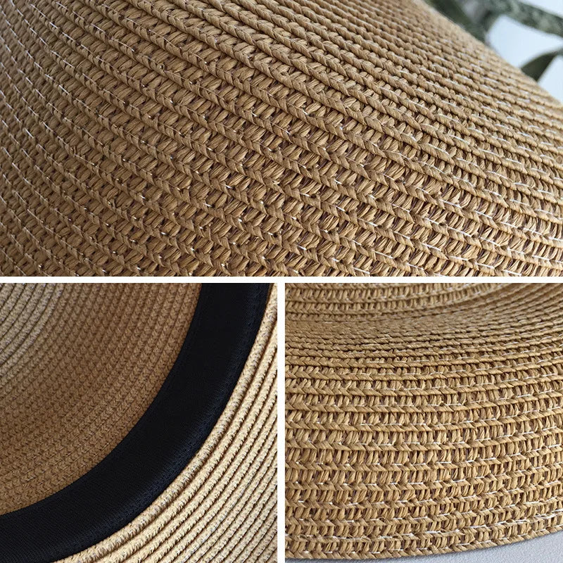 Vintage Audrey Hepburn Straw Big Brim Bell-shaped Summer Sun Hat