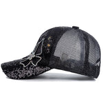 Sequins Flower Butterfly Adjustable Streetwear Summer Mesh Trucker Hat