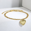 5MM Stainless Steel Heart Shaped Initial Letter Figaro Charm Anklet-Anklets-Arimonz-Arimonz