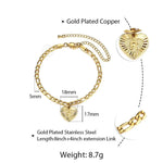 5MM Stainless Steel Heart Shaped Initial Letter Figaro Charm Anklet-Anklets-Arimonz-Arimonz