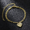 5MM Stainless Steel Heart Shaped Initial Letter Figaro Charm Anklet-Anklets-Arimonz-Arimonz