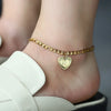 5MM Stainless Steel Heart Shaped Initial Letter Figaro Charm Anklet-Anklets-Arimonz-Arimonz