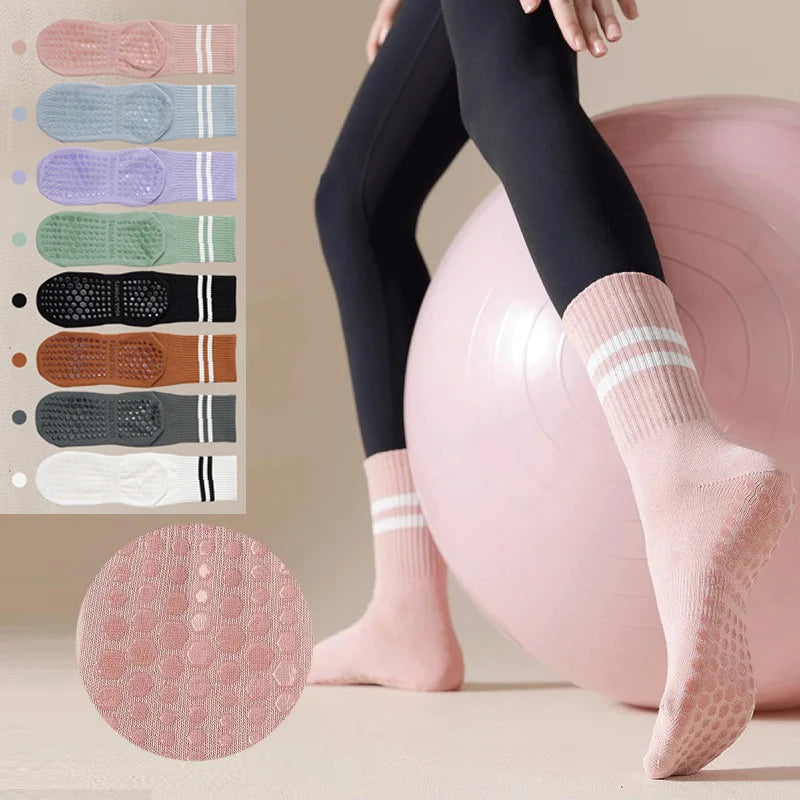 5Pairs Pilates Yoga Socks Non Slip Silicone Grips Cotton Fitness Socks-Socks & Tights-Arimonz-Arimonz
