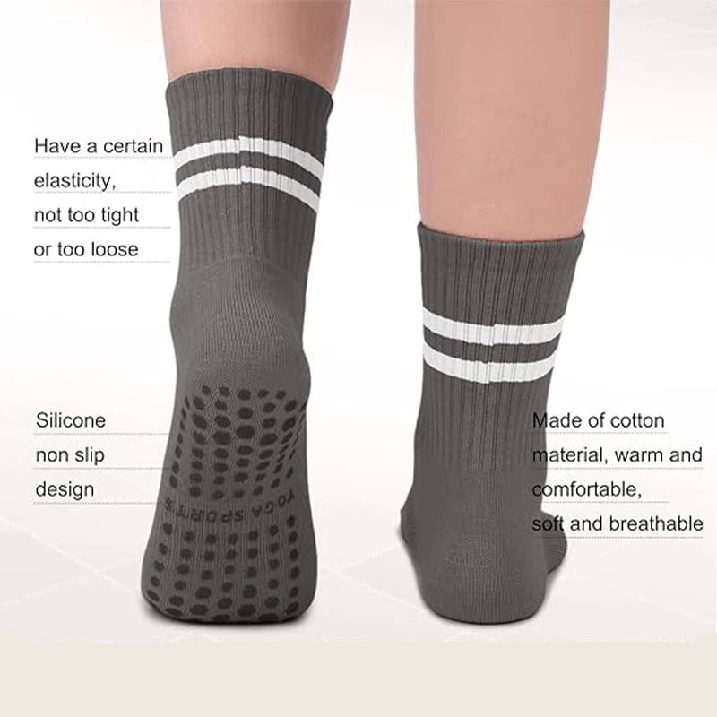 5Pairs Pilates Yoga Socks Non Slip Silicone Grips Cotton Fitness Socks-Socks & Tights-Arimonz-Arimonz