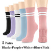 5Pairs Pilates Yoga Socks Non Slip Silicone Grips Cotton Fitness Socks-Socks & Tights-Arimonz-B-as picture-Universal-Arimonz