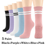 5Pairs Pilates Yoga Socks Non Slip Silicone Grips Cotton Fitness Socks-Socks & Tights-Arimonz-B-as picture-Universal-Arimonz