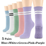 5Pairs Pilates Yoga Socks Non Slip Silicone Grips Cotton Fitness Socks-Socks & Tights-Arimonz-E-as picture-Universal-Arimonz