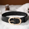 Women Genuine Cow Leather Metal Oval Buckle Retro Simple Ladies Belt