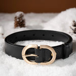 Women Genuine Cow Leather Metal Oval Buckle Retro Simple Ladies Belt