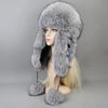 Warm Luxury Natural Fox Fur Hat Fashion Fluffy Rex Rabbit Fur Cap