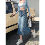 High Waist Jeans Skirt Straight Side Split A-line Pencil Skirt