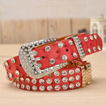 New Fashion Rhinestone Belt Luxury Designer Leather Cowskin Women Belt