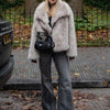 Women Casual Faux Fur Jackets Turn Down Collar Elegant Thick Coat