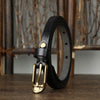 Thin Genuine Leather Belt Cowskin Waistband with Copper Pin Buckle