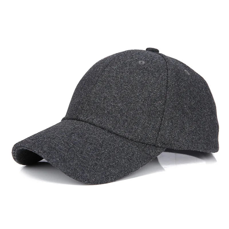 Unisex Wool Felt Solid Color Casquette Trucker Hat Baseball Cap