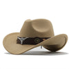 Western Roll Brim Cowboy Fedora Felt Hat with Cow Band for All Ages