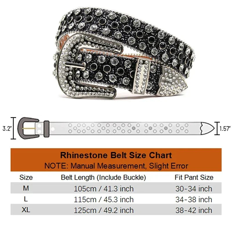 Diamond Rhinestone Belt Fashion Luxury Crystal Studded Pin Buckle Belt