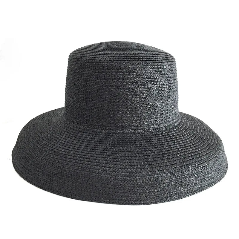Vintage Audrey Hepburn Straw Big Brim Bell-shaped Summer Sun Hat