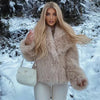 Luxury Chic Faux Fox Fur Winter Coat with Big Collar Fashion Jacket