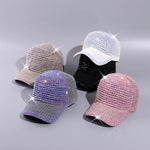 Mesh Rhinestone Breathable Baseball Outdoor Sports Travel Peaked Cap