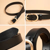 Women Genuine Cow Leather Metal Oval Buckle Retro Simple Ladies Belt