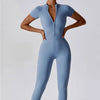 Yoga Set Women's Jumpsuits One-Piece Suit Zipper Short Sleeve Bodysuit