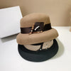 Hepburn-Style Winter Wool Top Elegant Fisherman Hat with Pearl Ribbon