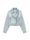 Denim Coat Lapel Long Sleeve Short Jacket Lady Chic Streetwear Jacket