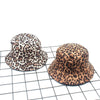 Reversible Leopard Print Bucket Hat Cotton Panama Outdoor Sun Cap