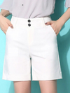 Casual Women's Shorts Button Fly Solid High Waist Shorts for Summer