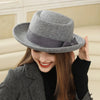 Simple Fashion Bow Wool Top Hat Retro British Style Rolled Brim Hat