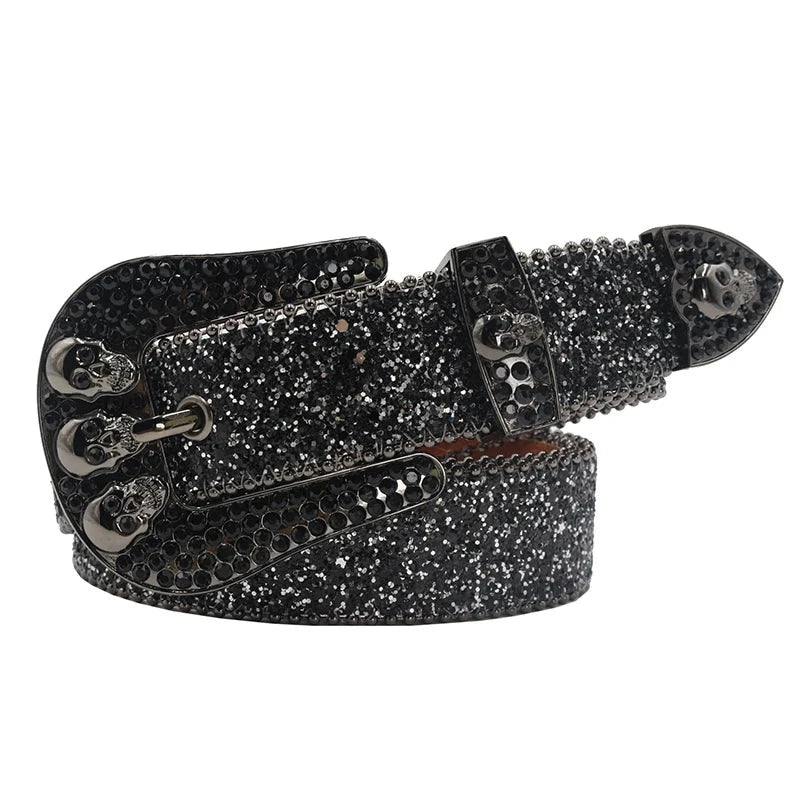 Skull Rhinestone Belts Crystal Studded Diamond Bling Bling Belt