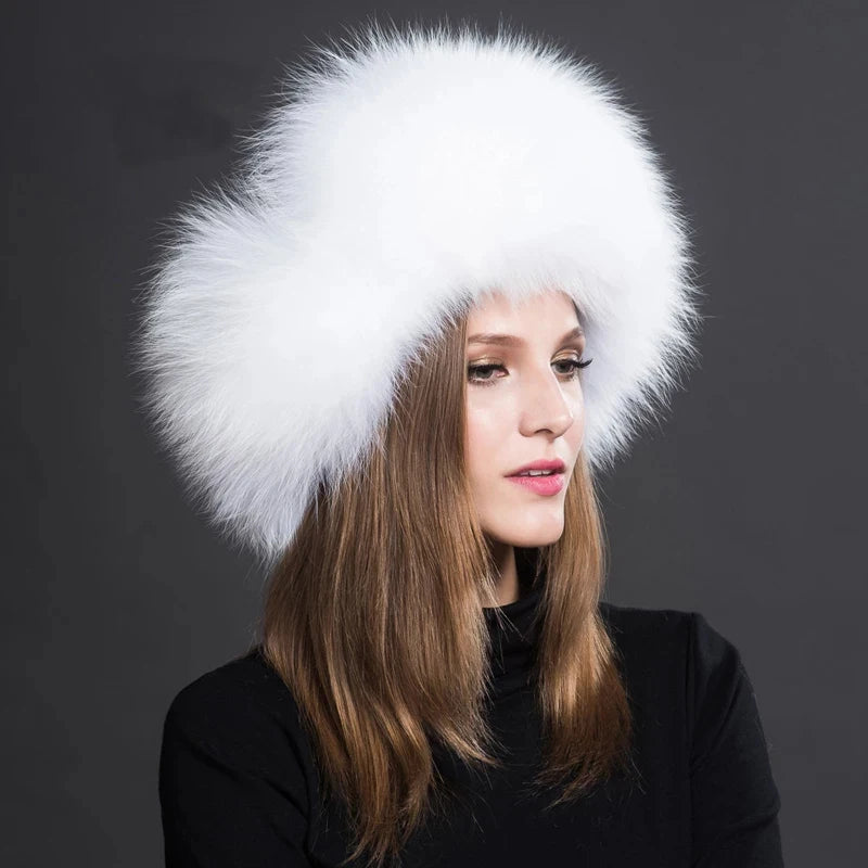 Women Natural Fur Caps Ushanka Hats for Winter Thick Warm Ears