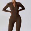 Yoga Boilersuit Long Sleeved Women's Sportswear Gym Zipper Jumpsuits