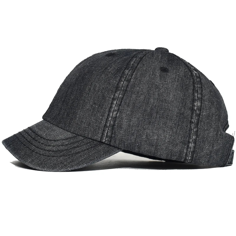 Short Brim Denim Baseball Cap Women Dad Hat Casual Adjustable Cap