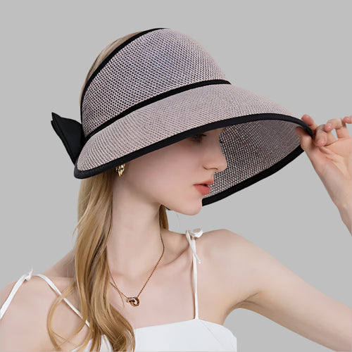 Oversized Floppy Large Brim Straw Hat Foldable Bowknot Protection Cap