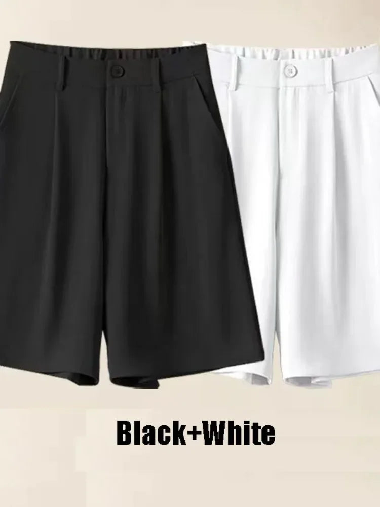 Summer Shorts Loose Ventilate Solid High Waisted Short for Women