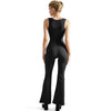 Women's Sleeveless Bodysuit Flared Pants Square Neck Casual Jumpsuits