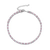 Adjustable 3MM Row Cubic Zirconia Anklet Fashion Charm Jewelry-Anklets-Arimonz-Silver and Pink-Arimonz