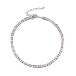 Adjustable 3MM Row Cubic Zirconia Anklet Fashion Charm Jewelry-Anklets-Arimonz-Silver and Pink-Arimonz