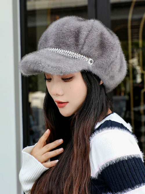 Adjustable Autumn Winter Casual Faux Fur Hat Outdoor Women's Cap-Winter Hats-Arimonz-Arimonz