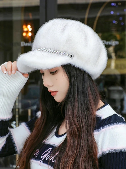 Adjustable Autumn Winter Casual Faux Fur Hat Outdoor Women's Cap-Winter Hats-Arimonz-Arimonz