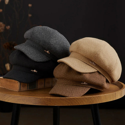 Adjustable Bucket Retro Solid Color Newsboy Cap Winter Octagonal Beret-Winter Hats-Arimonz-Arimonz